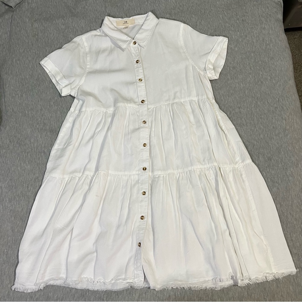 Thread & Supply White Buttoned Midi Sundress